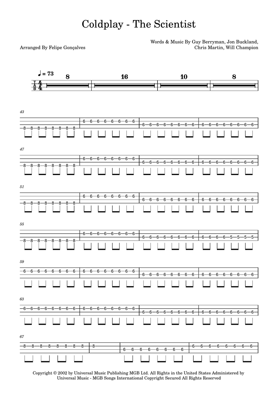 The Scientist Acoustic Guitar scores gallery preview page 1