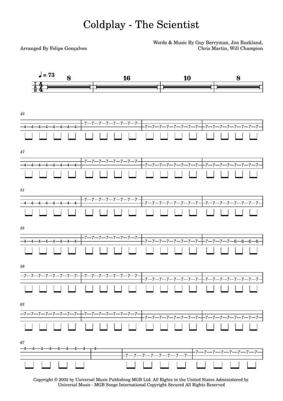 The Scientist Acoustic Guitar scores gallery preview page 1
