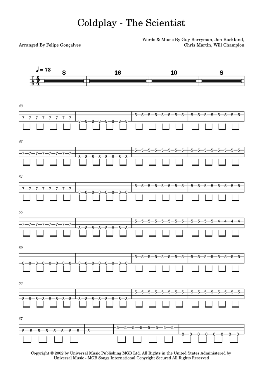 The Scientist Acoustic Guitar scores gallery preview page 1