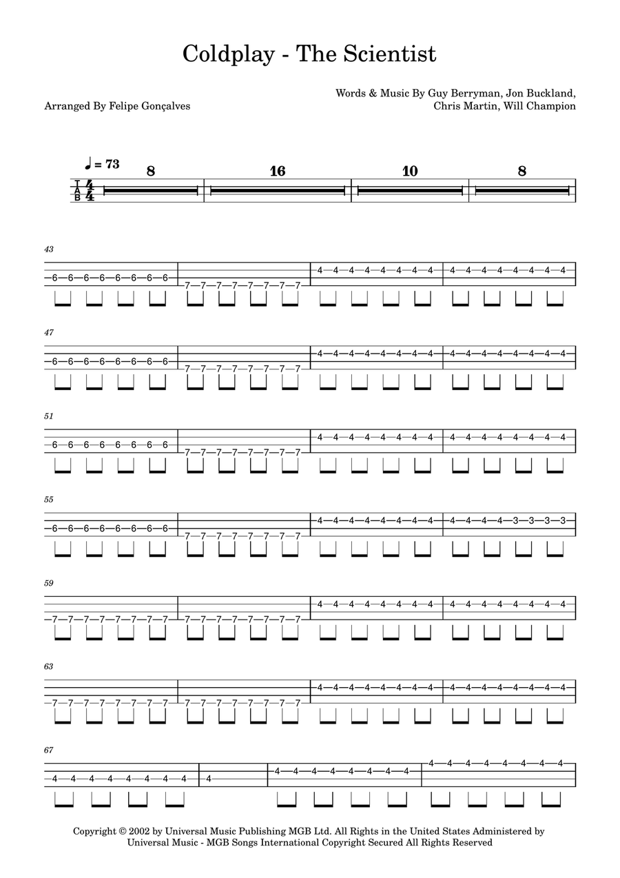 The Scientist Acoustic Guitar scores gallery preview page 1