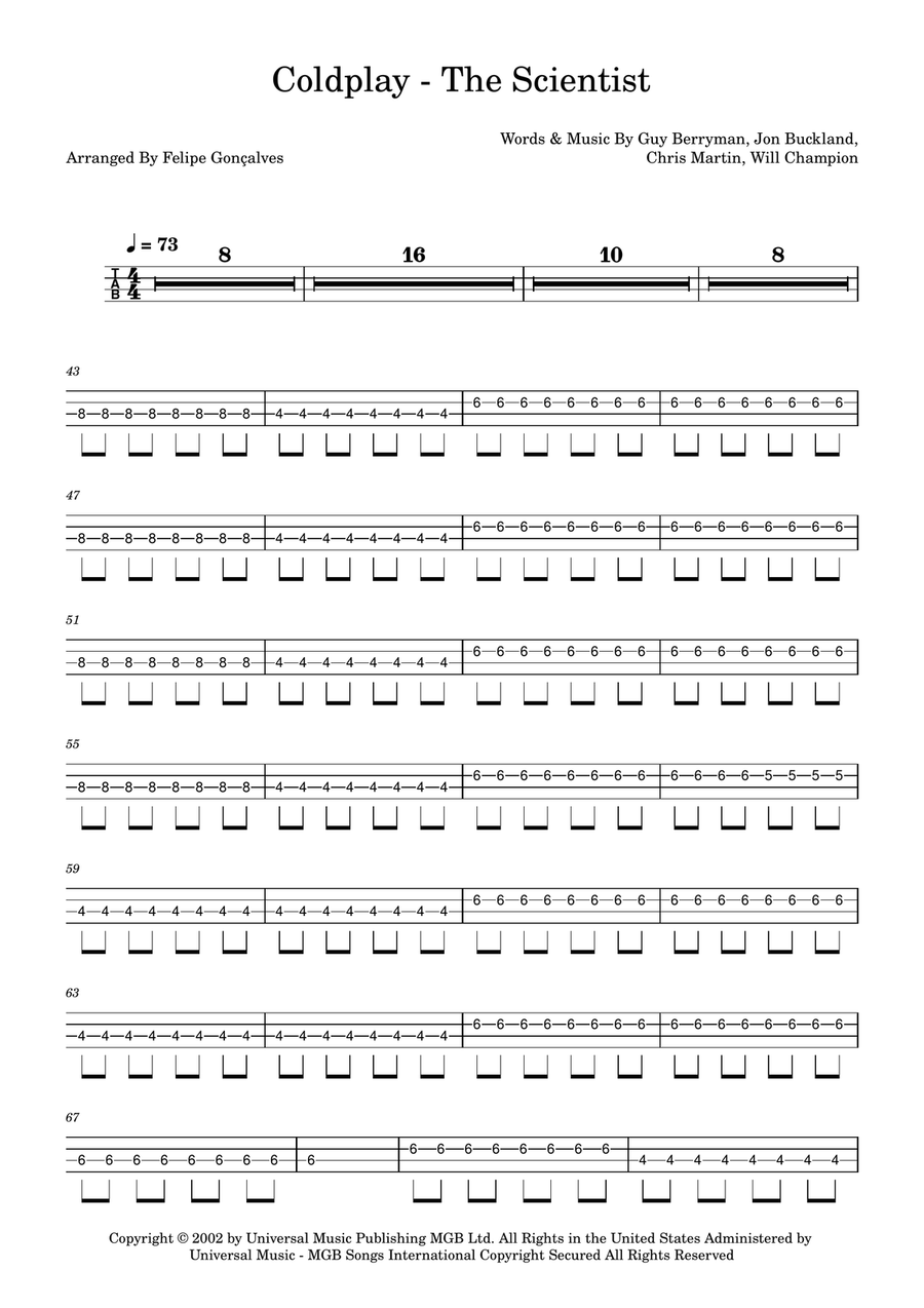 The Scientist Acoustic Guitar scores gallery preview page 1