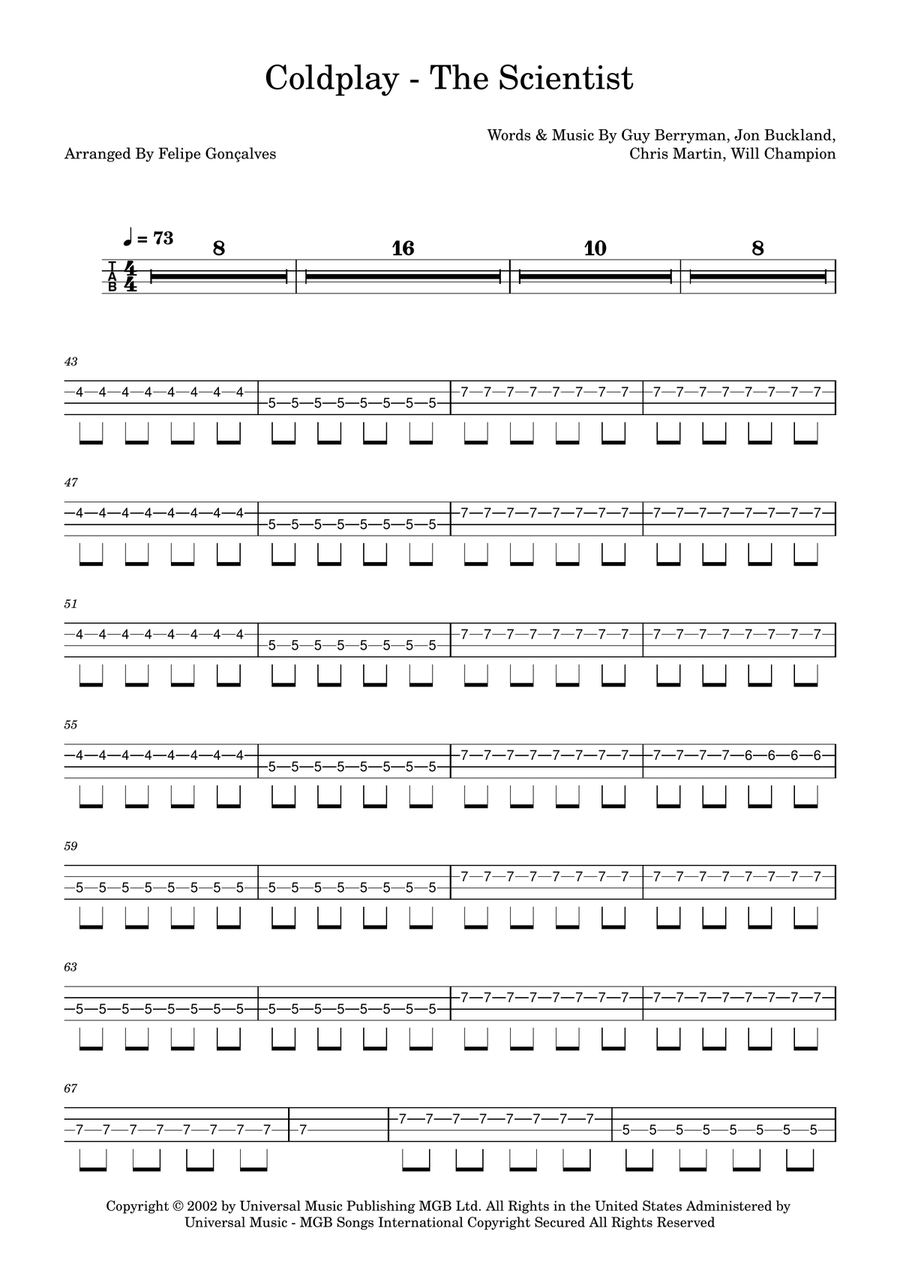 The Scientist Acoustic Guitar scores gallery preview page 1