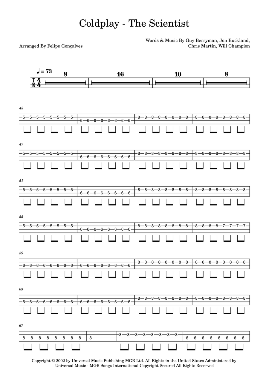 The Scientist The Scientist Acoustic Guitar scores gallery preview page 1