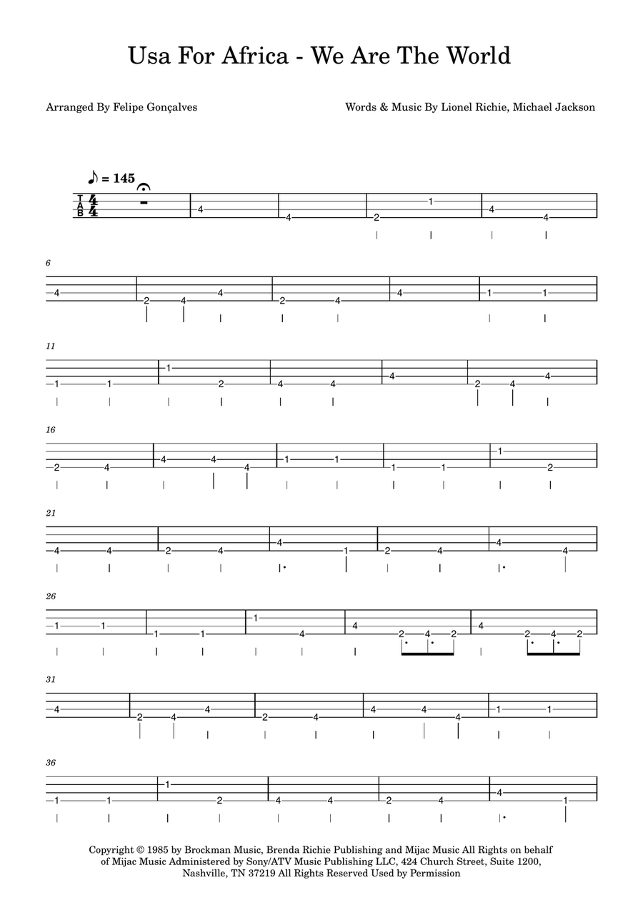 We Are The World We Are The World Acoustic Guitar scores gallery preview page 1