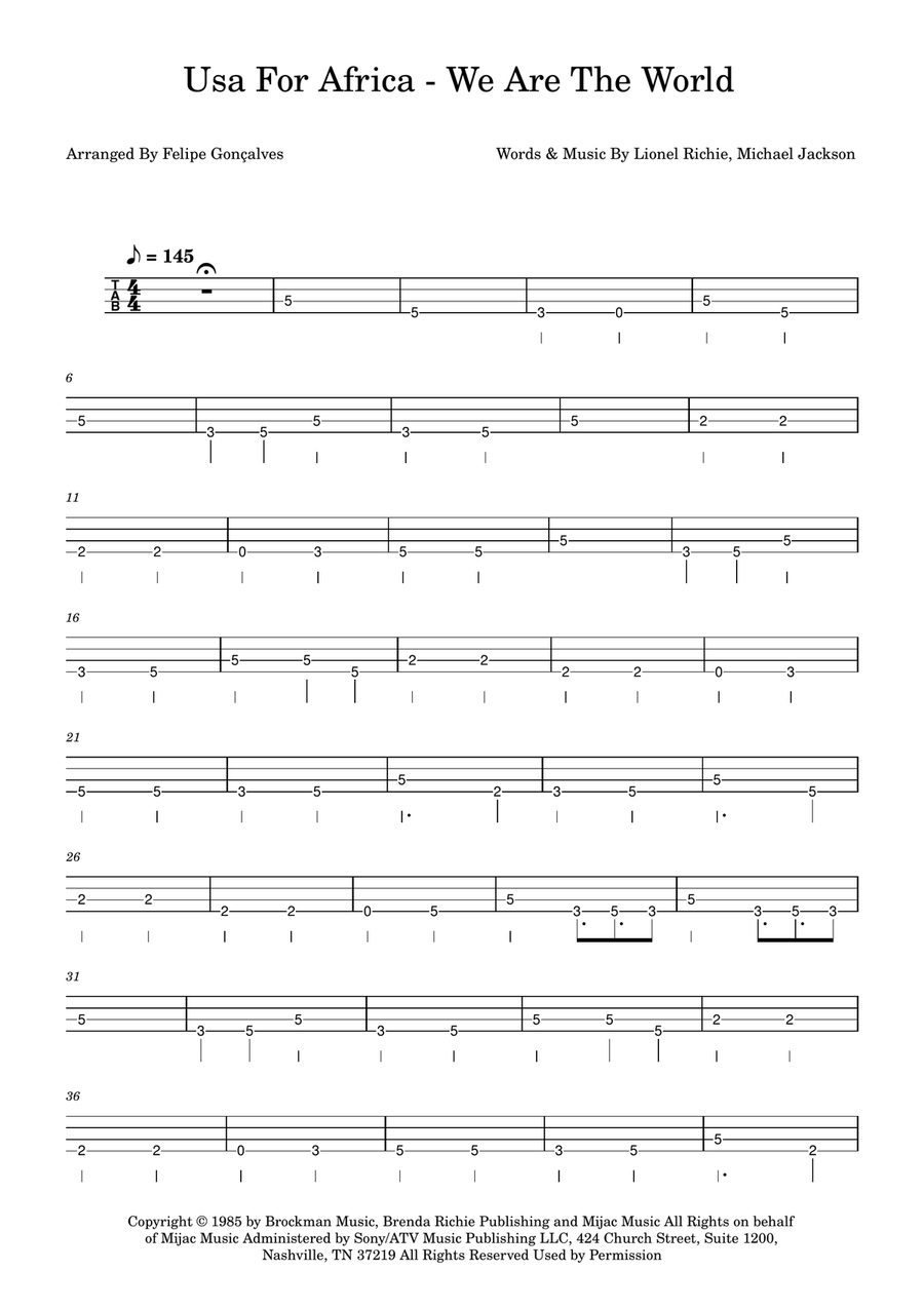 We Are The World We Are The World Acoustic Guitar scores gallery preview page 1