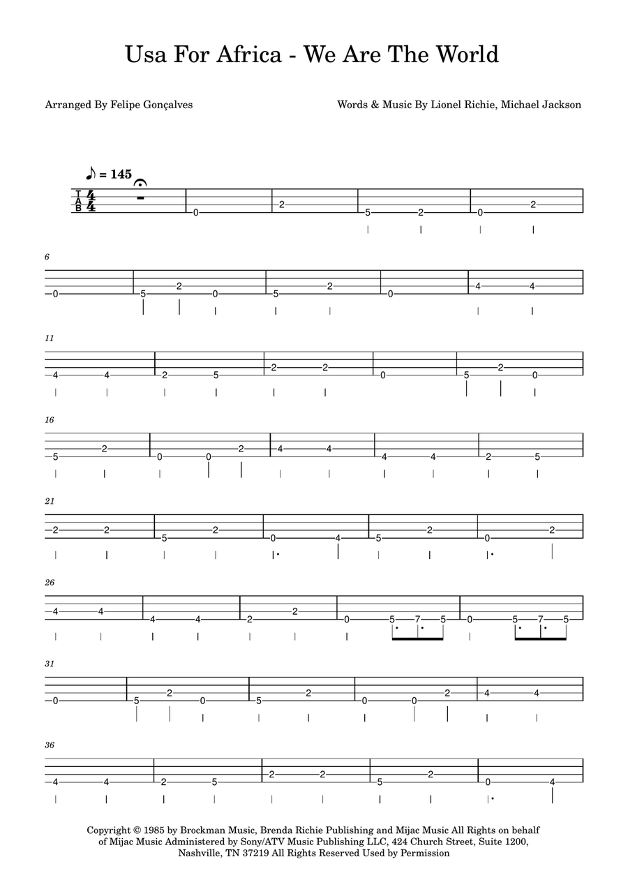 We Are The World We Are The World Acoustic Guitar scores gallery preview page 1