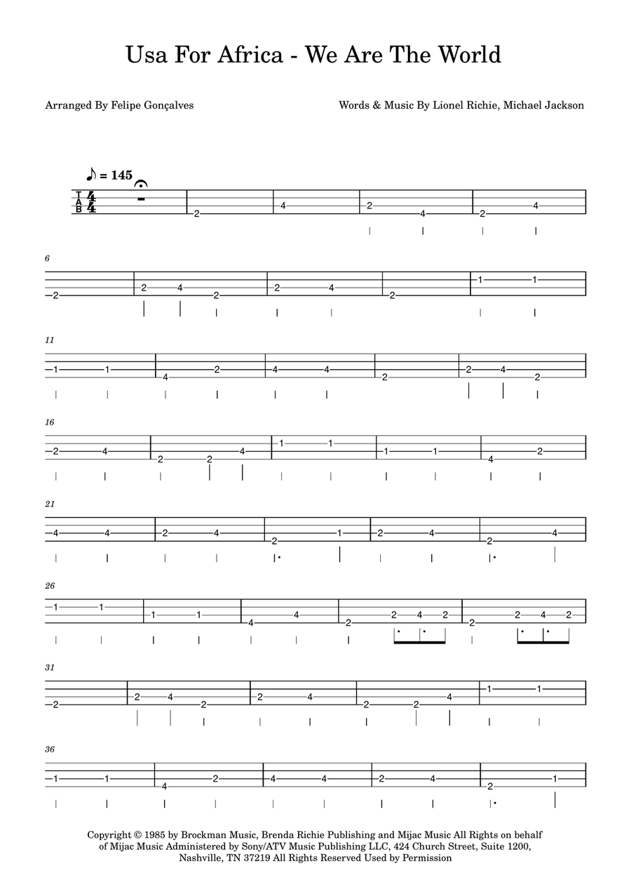 We Are The World We Are The World Acoustic Guitar scores gallery preview page 1
