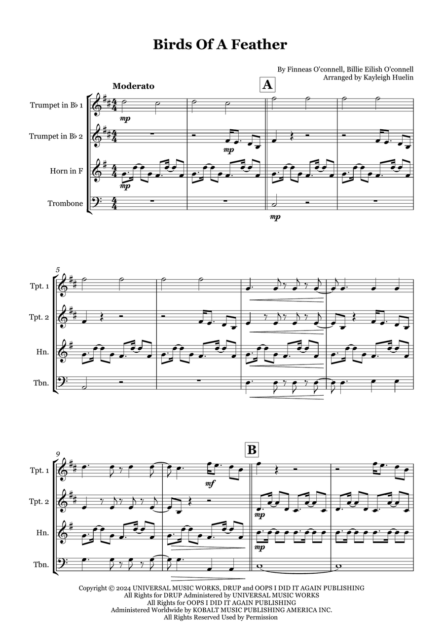 Birds Of A Feather Birds Of A Feather Brass Quartet scores gallery preview page 1