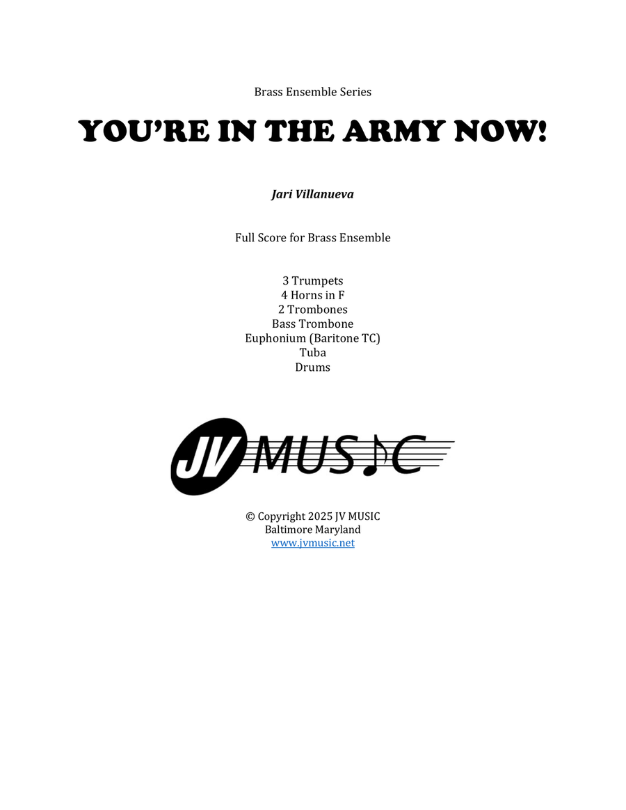 You've In The Army Now! For Brass Ensemble Euphonium scores gallery preview page 1