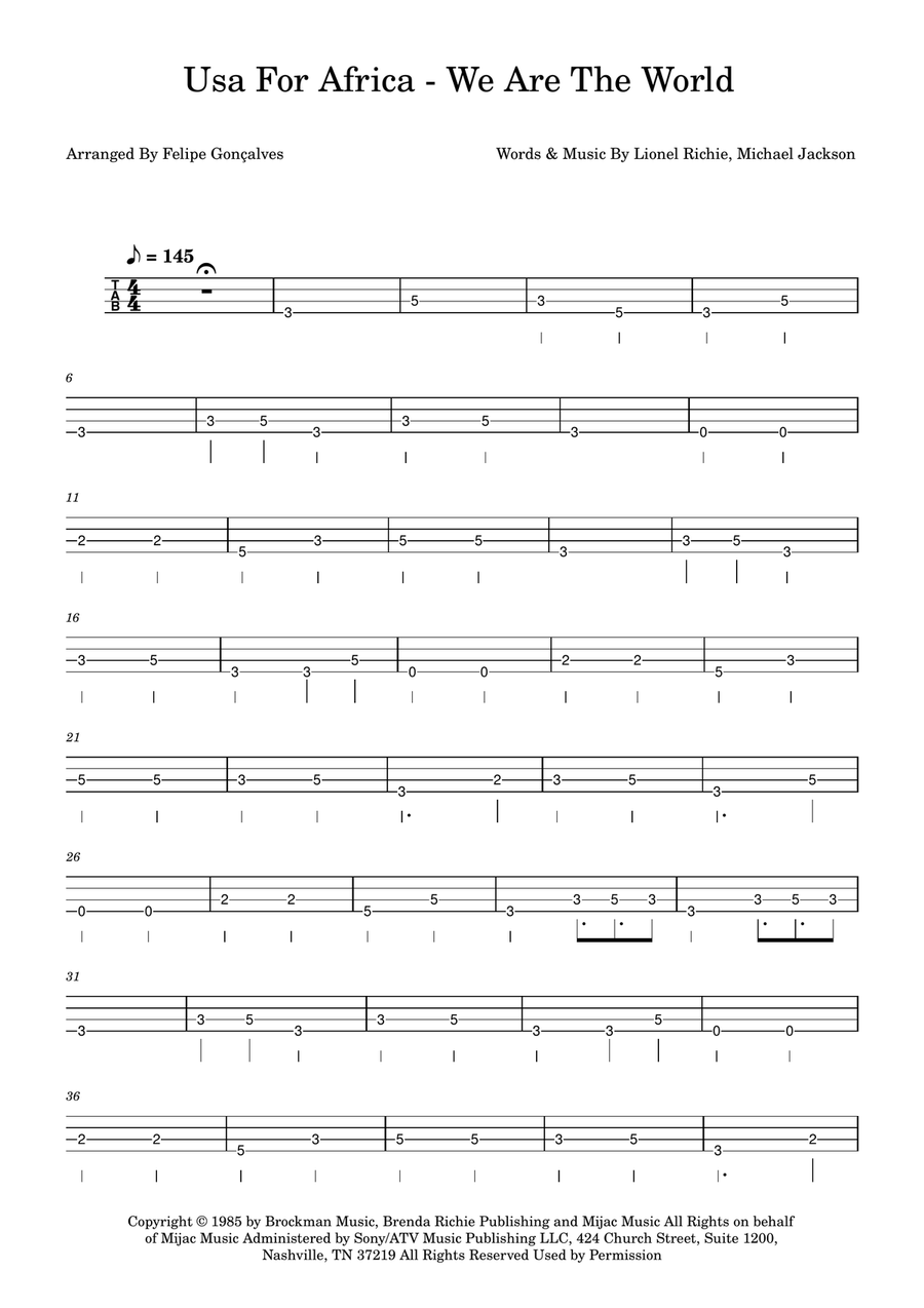We Are The World We Are The World Acoustic Guitar scores gallery preview page 1
