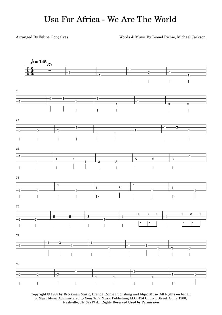 We Are The World We Are The World Acoustic Guitar scores gallery preview page 1