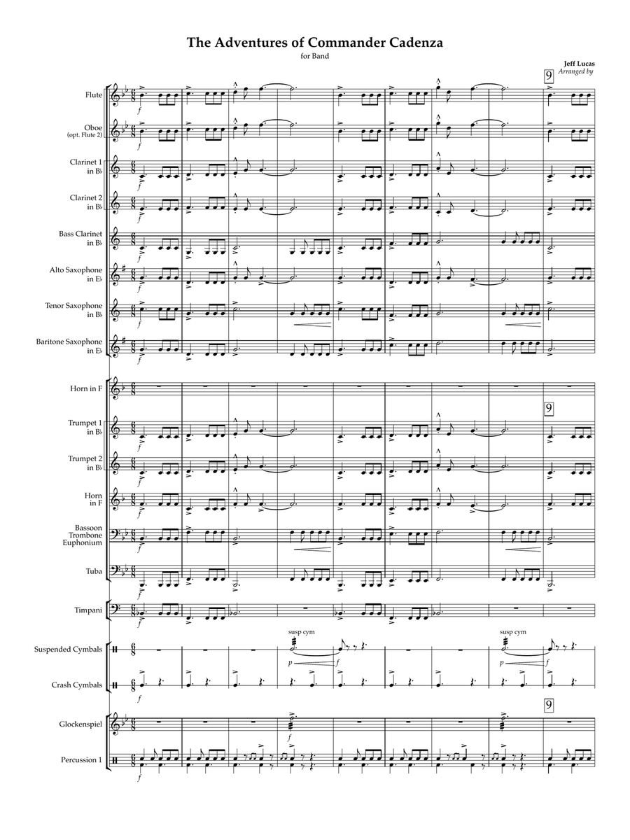 The Adventures of Commander Cadenza Concert Band scores gallery preview page 1