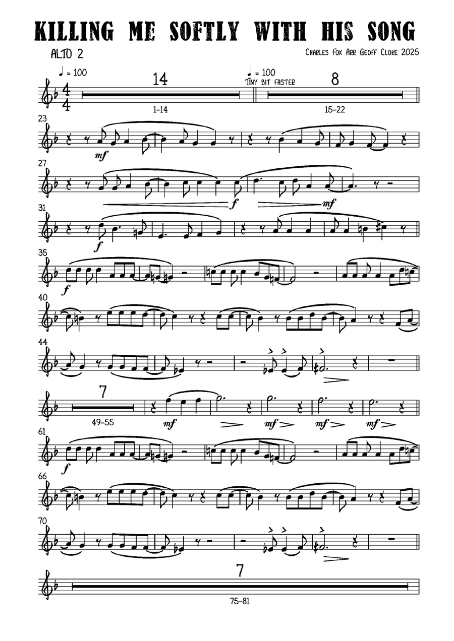 Killing Me Softly With His Song Small Ensemble scores gallery preview page 3