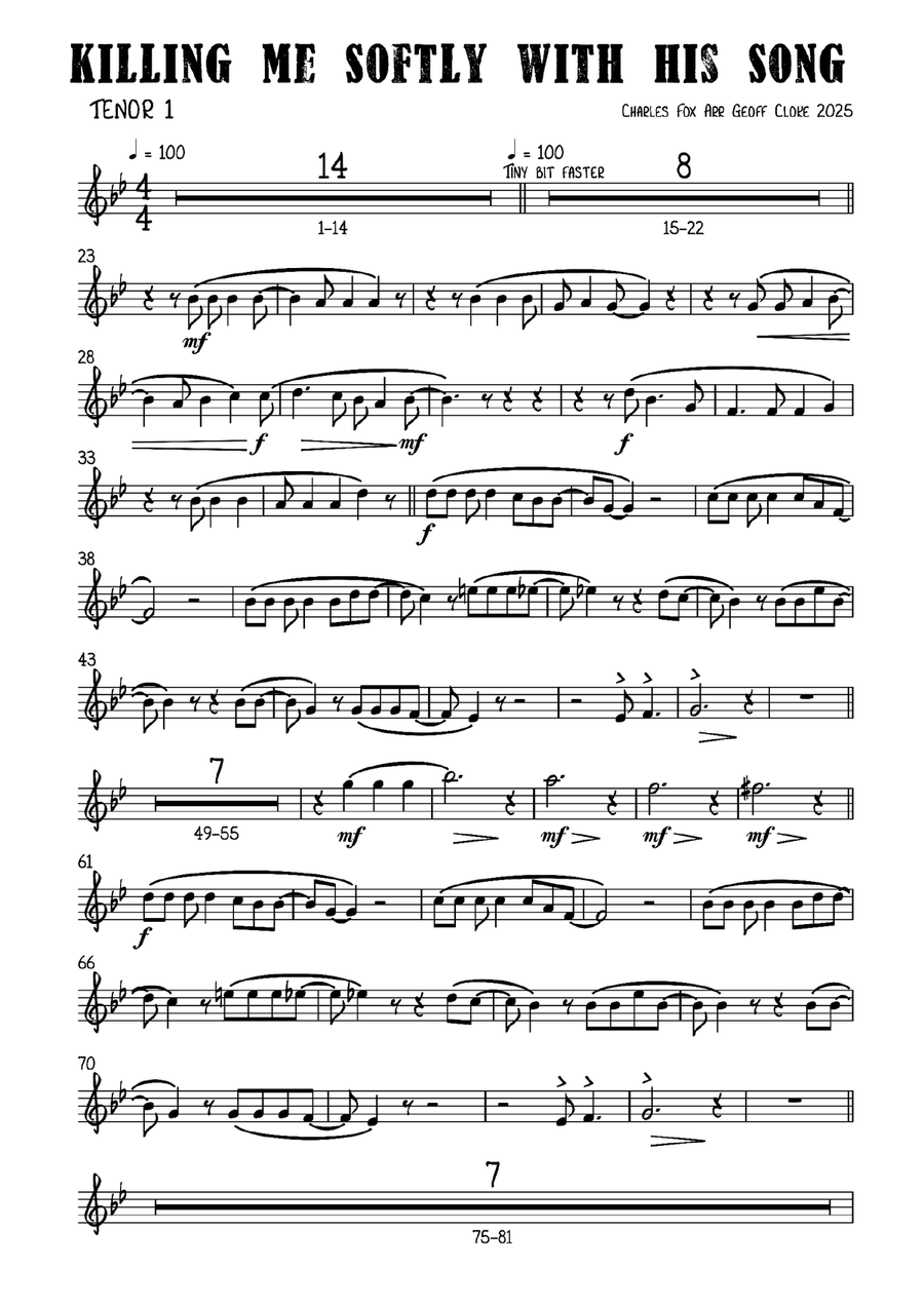 Killing Me Softly With His Song Small Ensemble scores gallery preview page 5