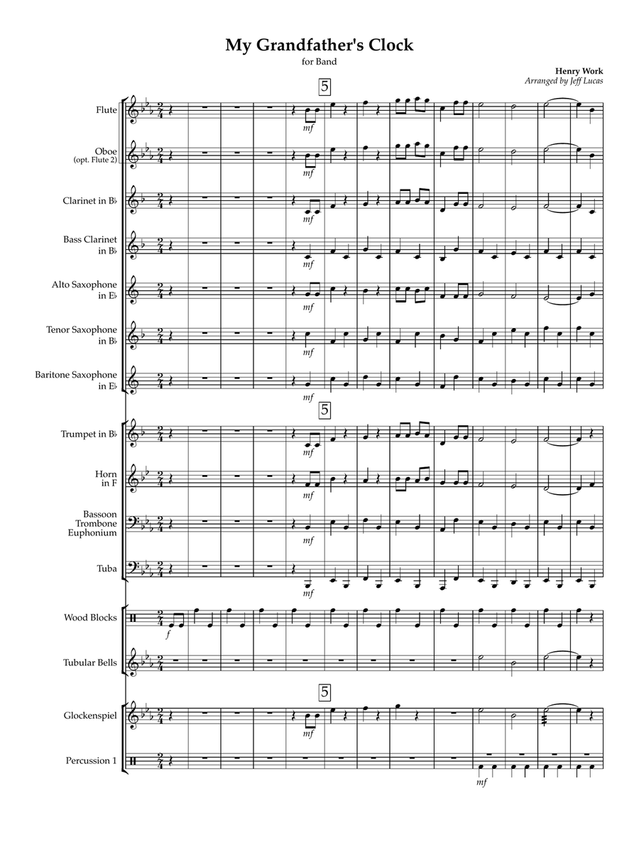 My Grandfather's Clock My Grandfather's Clock Concert Band scores gallery preview page 1