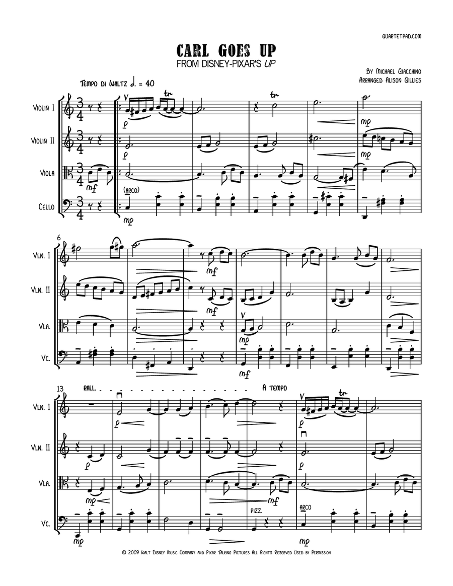 Carl Goes Up String Quartet scores gallery preview page 1