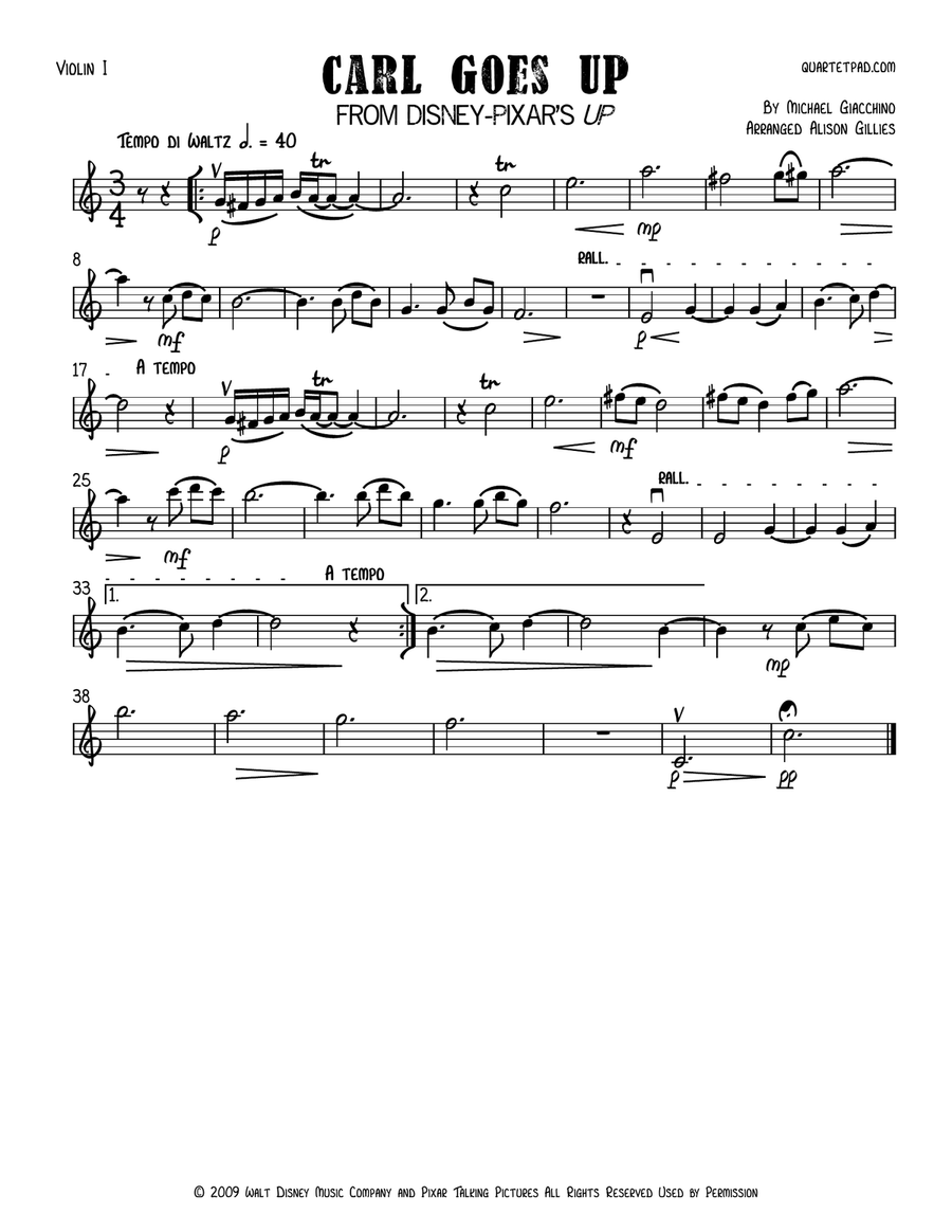 Carl Goes Up String Quartet scores gallery preview page 3