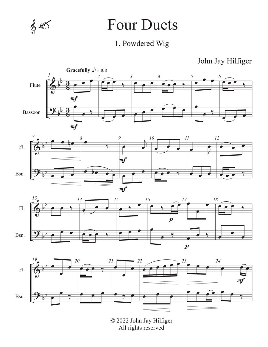 Four Duets for Flute and Bassoon Woodwind Duet scores gallery preview page 3