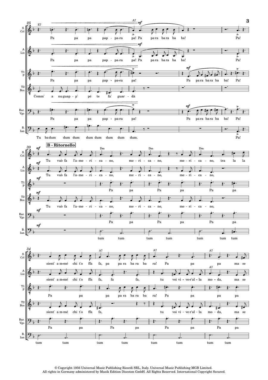 Tu Vuò Fà L'americano Tu Vuò Fà L'americano Divisi scores gallery preview page 4