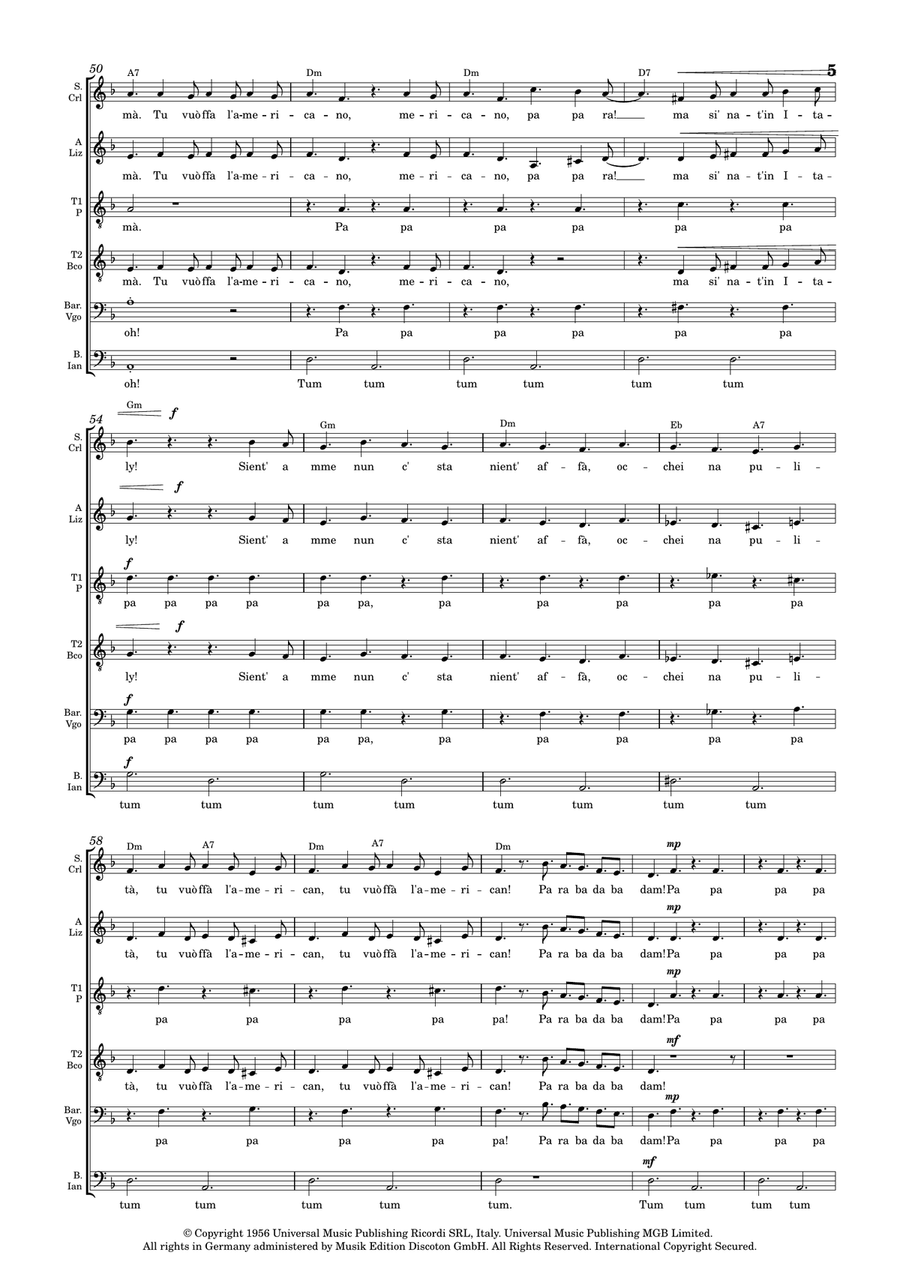 Tu Vuò Fà L'americano Tu Vuò Fà L'americano Divisi scores gallery preview page 6