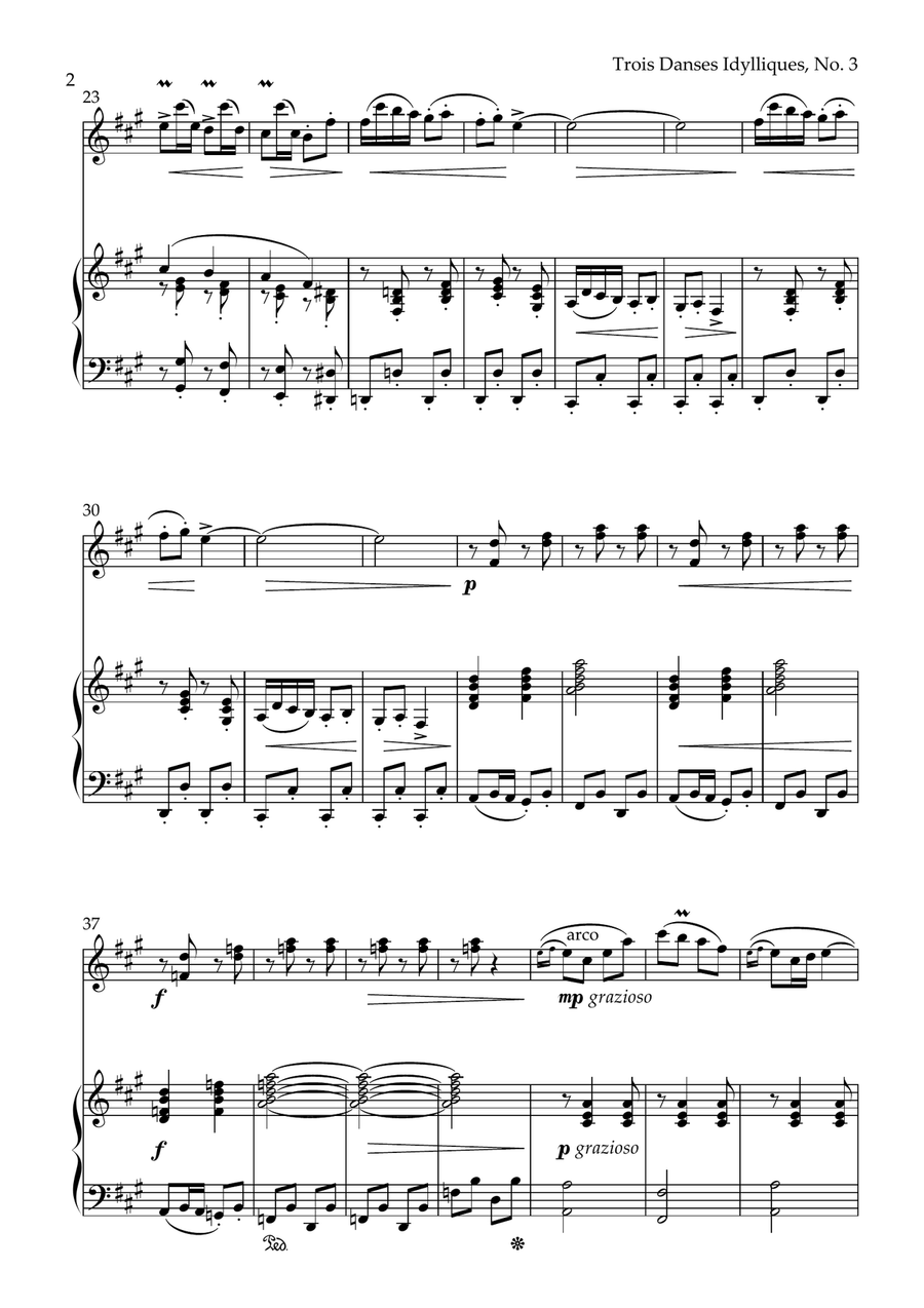 Trois Danses Idylliques, Op. 35, No. 3 (Violin and Piano) Violin Solo scores gallery preview page 2