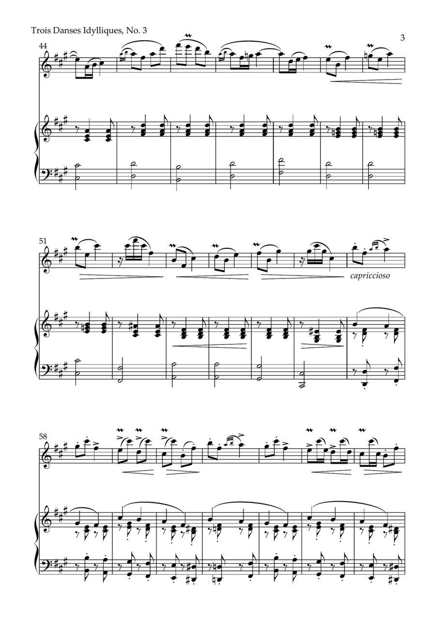 Trois Danses Idylliques, Op. 35, No. 3 (Violin and Piano) Violin Solo scores gallery preview page 3
