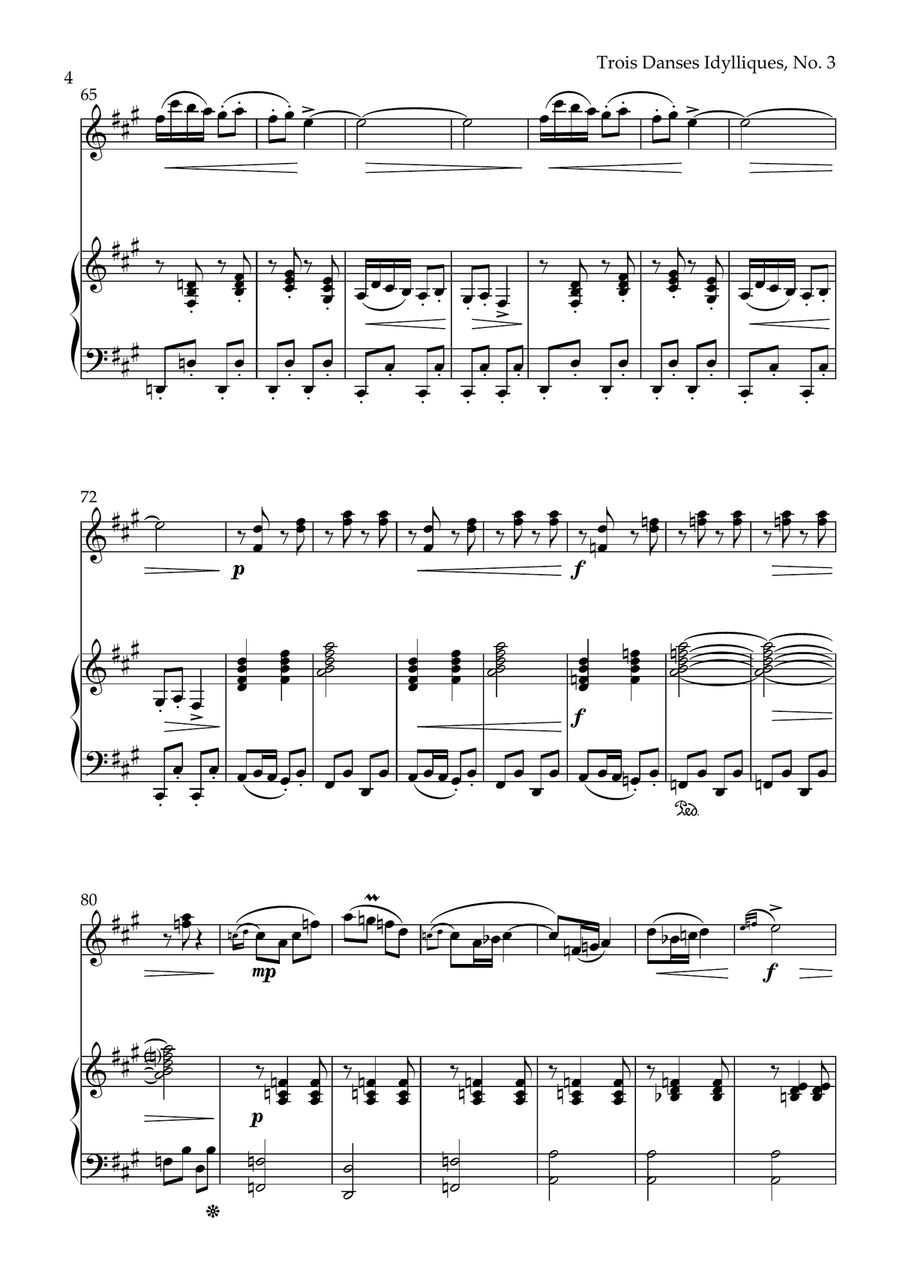 Trois Danses Idylliques, Op. 35, No. 3 (Violin and Piano) Violin Solo scores gallery preview page 4