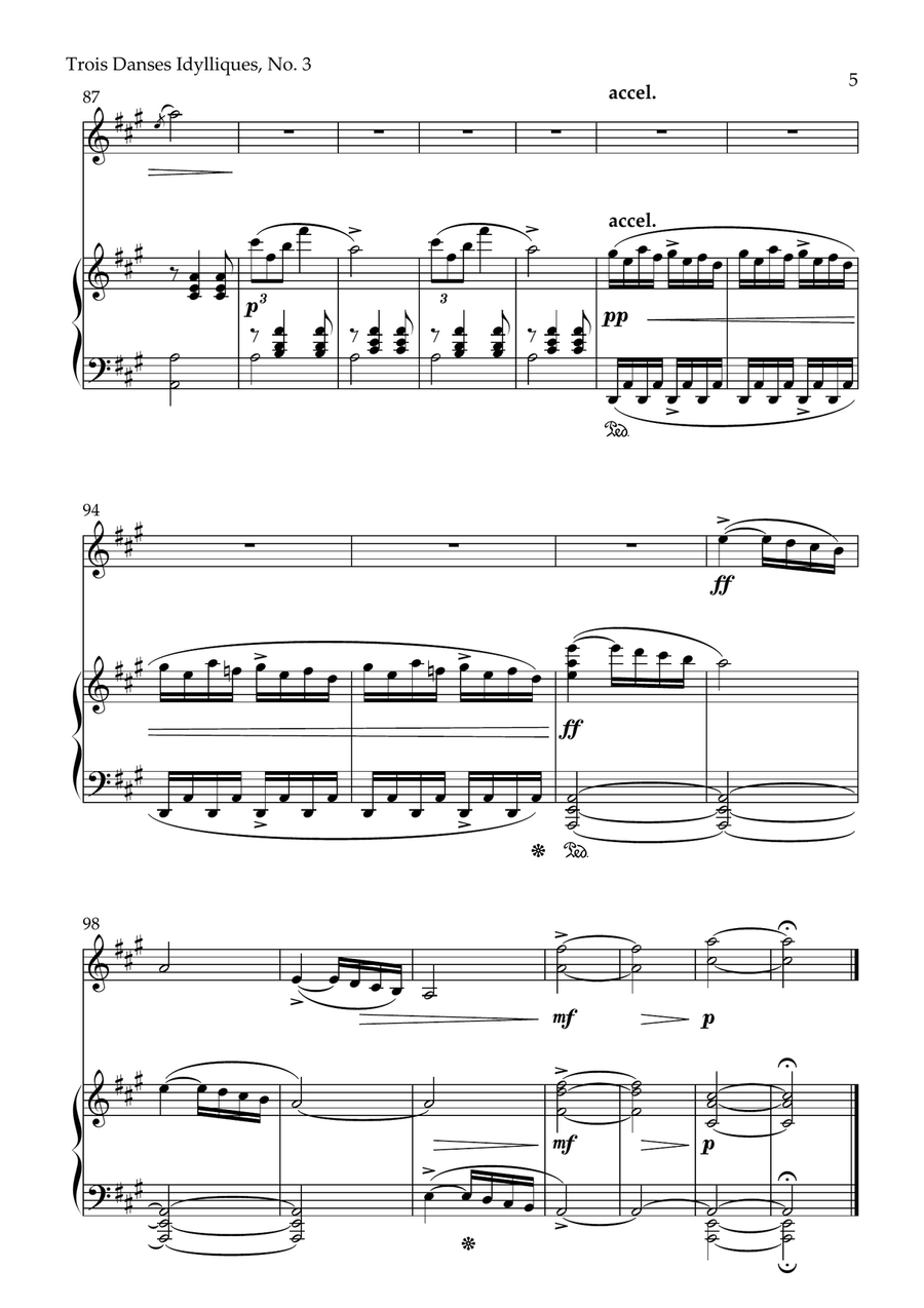 Trois Danses Idylliques, Op. 35, No. 3 (Violin and Piano) Violin Solo scores gallery preview page 5