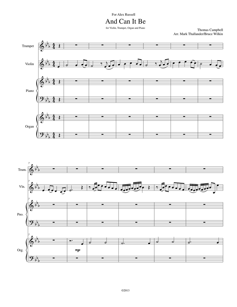 And Can It Be Violin Solo scores gallery preview page 1