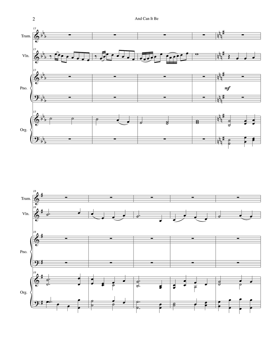 And Can It Be Violin Solo scores gallery preview page 2