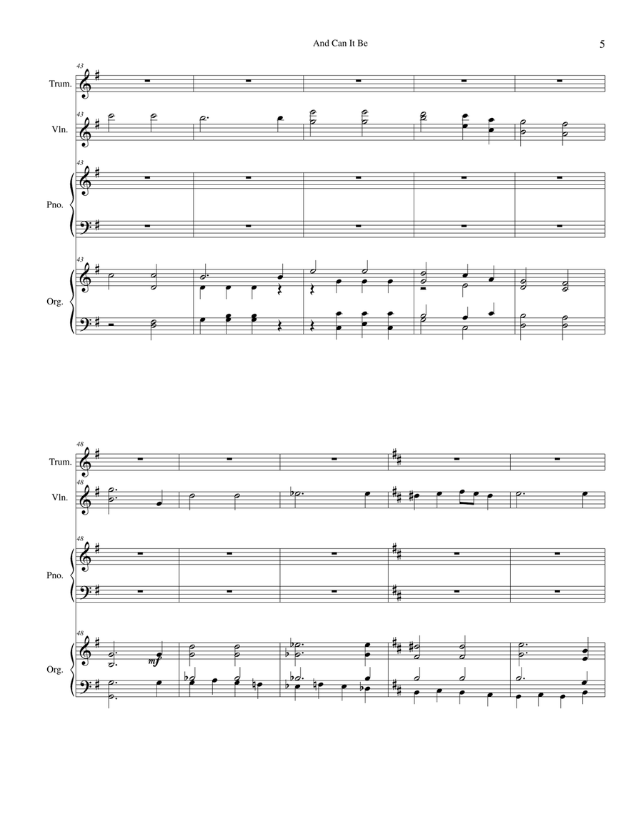And Can It Be Violin Solo scores gallery preview page 5