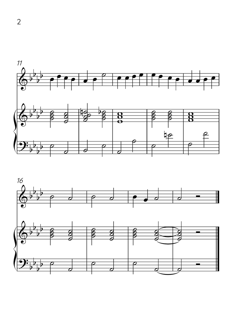 Ode to Joy - Violin and Piano in Ab Major - Beginner Level - Sheet Music Violin Solo scores gallery preview page 2