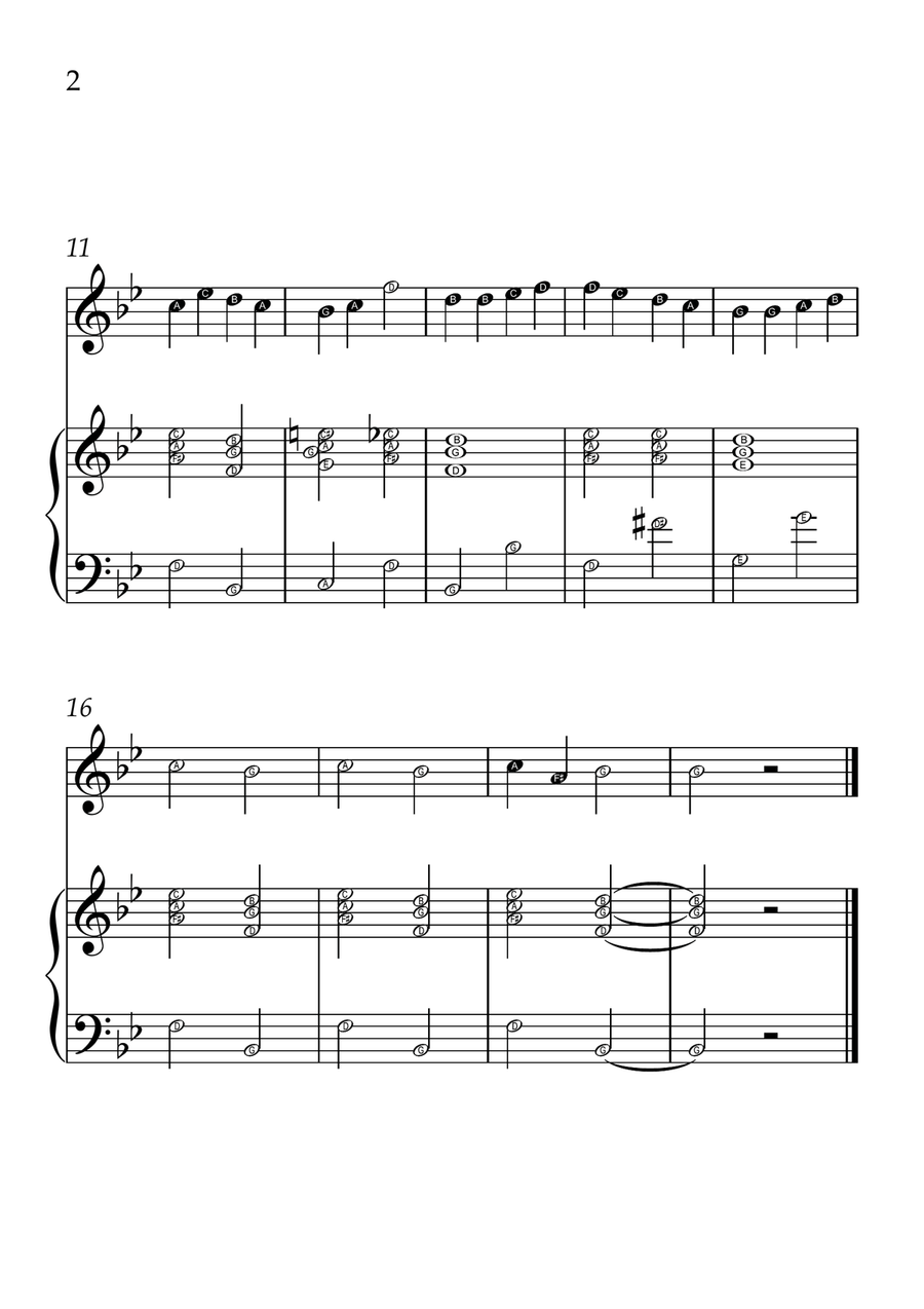 Ode to Joy - Violin and Piano in Bb Major - Beginner Level Letter Names - Sheet Music Violin Solo scores gallery preview page 2