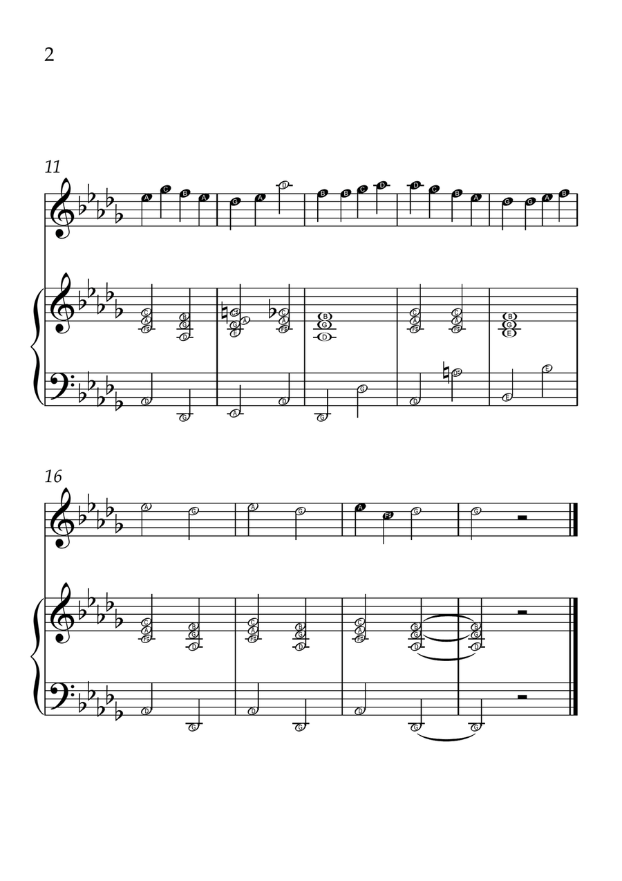 Ode to Joy - Violin and Piano in Db Major - Beginner Level Letter Names - Sheet Music Violin Solo scores gallery preview page 2