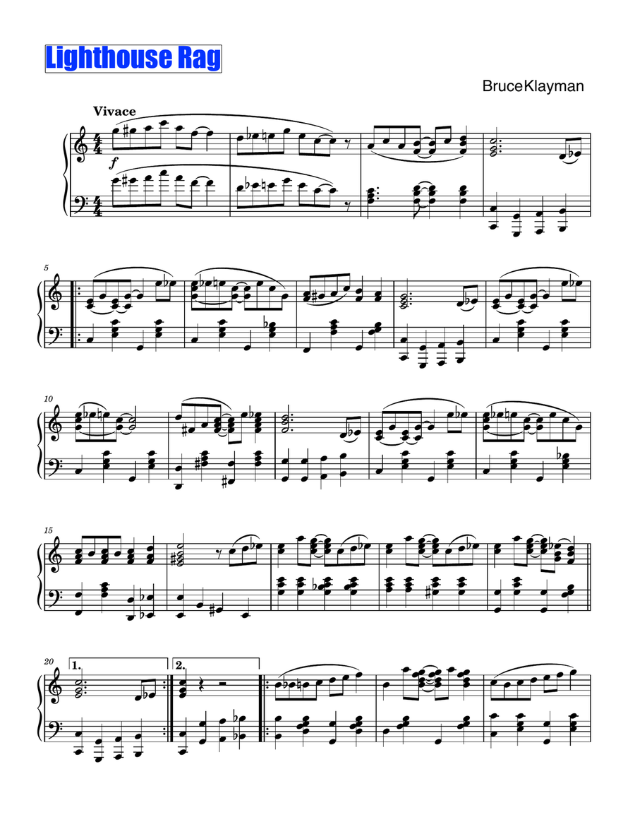 Lighthouse Rag Lighthouse Rag Piano, Vocal scores gallery preview page 1