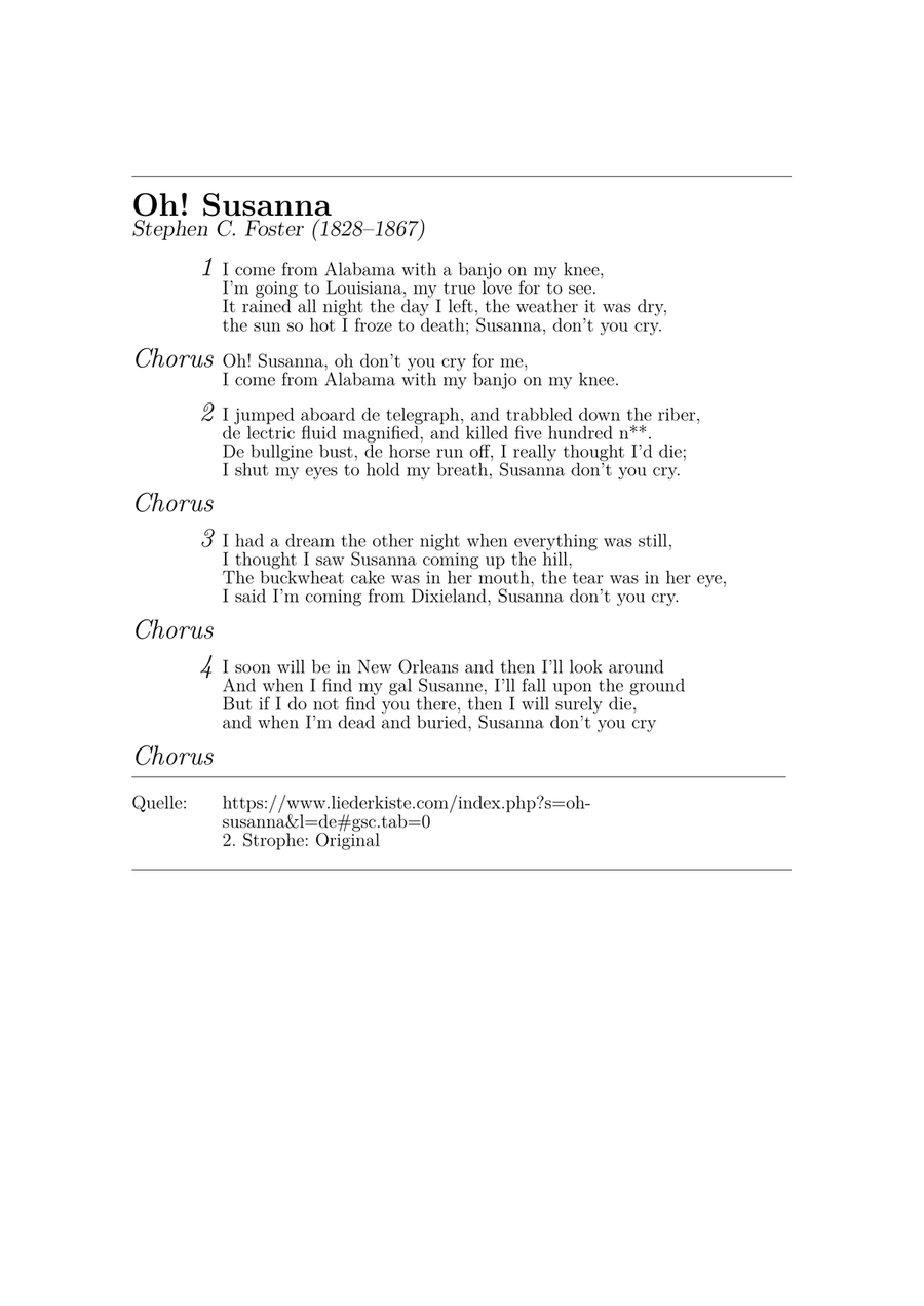 Oh! Susanna (easy piano version; full chords accompaniment) Easy Piano scores gallery preview page 5