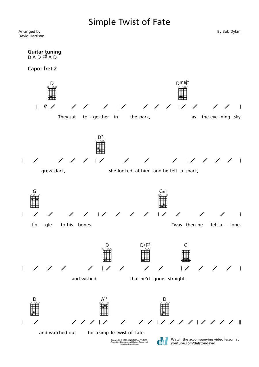Simple Twist Of Fate Simple Twist Of Fate Acoustic Guitar scores gallery preview page 1