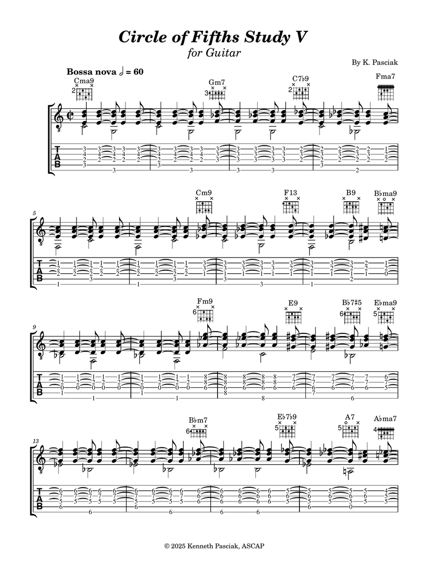Circle of Fifths Study V (for Guitar) Acoustic Guitar scores gallery preview page 1