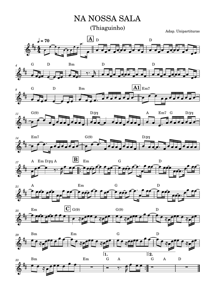 Na Nossa Sala - Partitura melodia com cifra Piano Solo scores gallery preview page 1