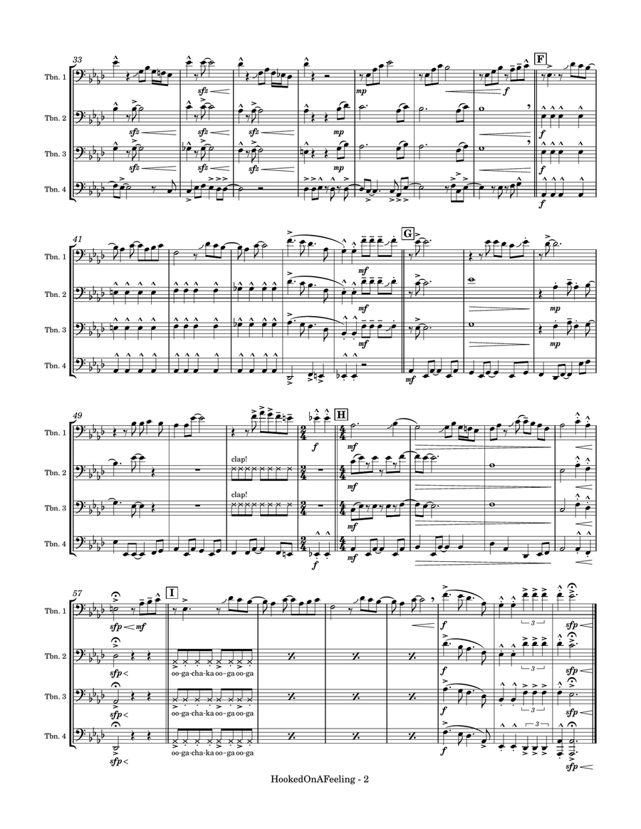 Hooked On A Feeling Hooked On A Feeling Brass Quartet scores gallery preview page 2