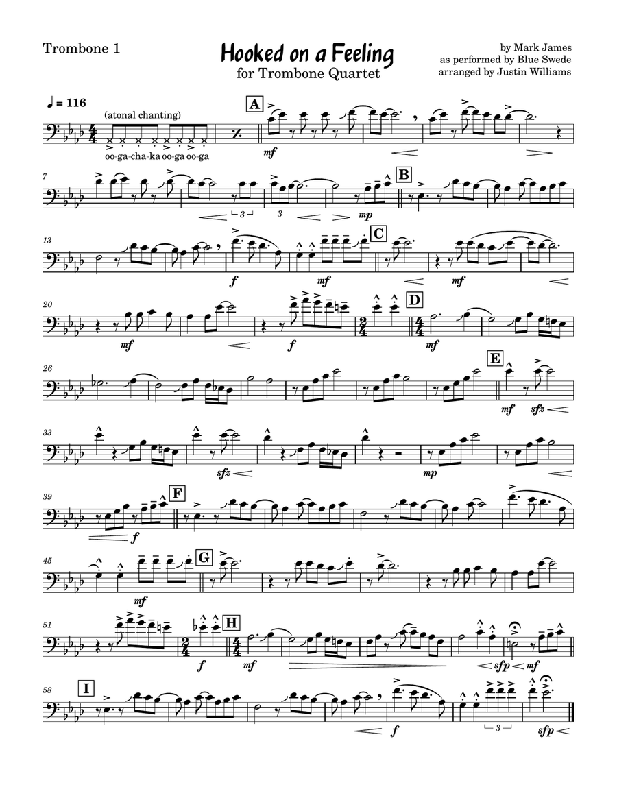 Hooked On A Feeling Hooked On A Feeling Brass Quartet scores gallery preview page 3