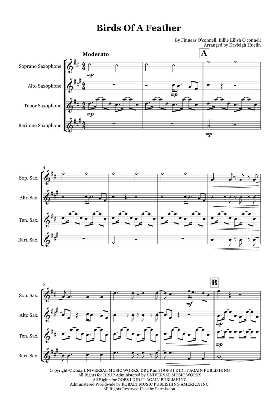 Birds Of A Feather Birds Of A Feather Saxophone Quartet scores gallery preview page 1