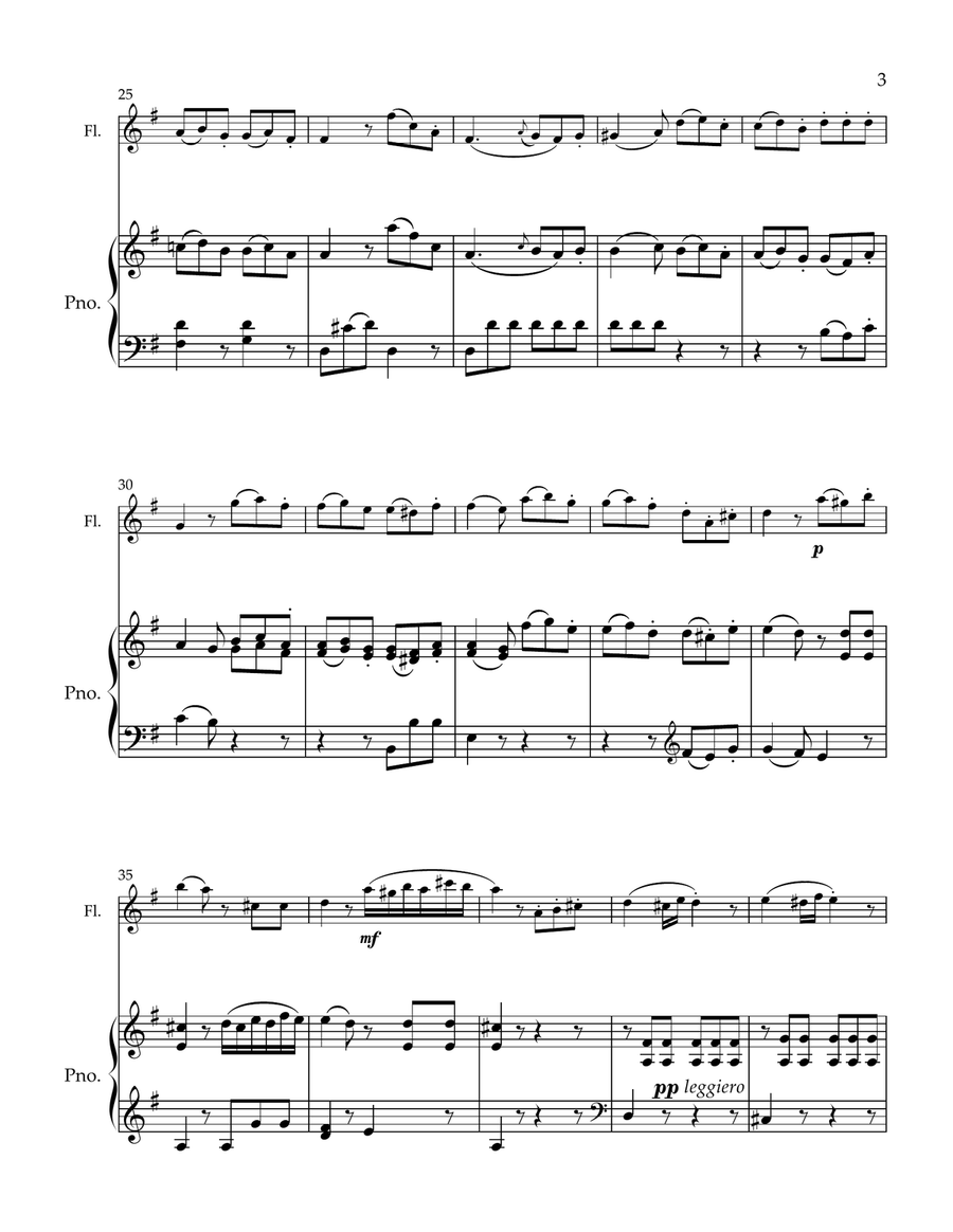 Rondo WoO 41 Transcription for Piano and Flute Chamber Music scores gallery preview page 3