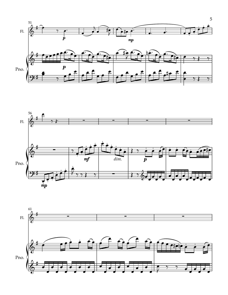 Rondo WoO 41 Transcription for Piano and Flute Chamber Music scores gallery preview page 5
