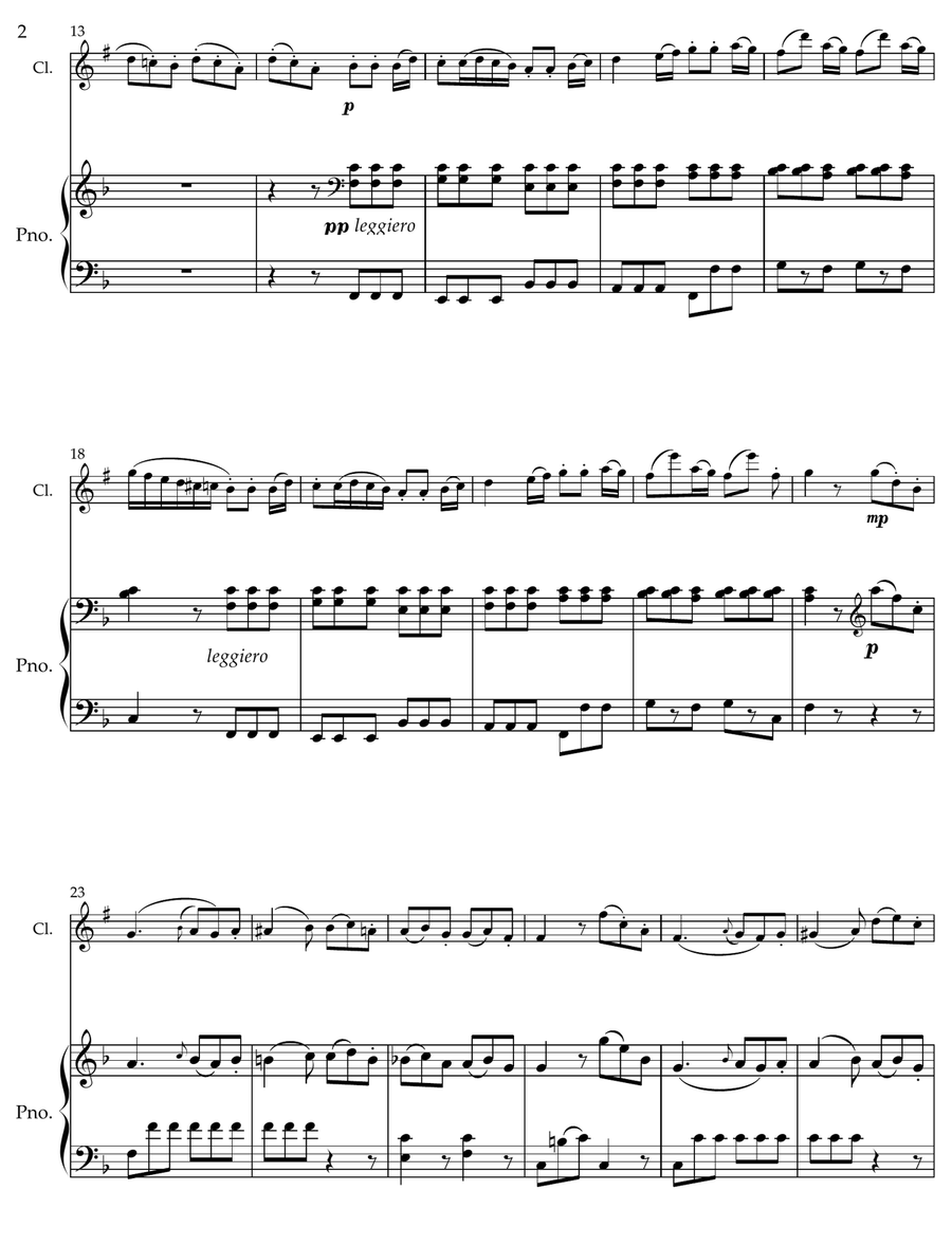 Rondo WoO 41 Transcription for Piano and Clarinet in Bb Chamber Music scores gallery preview page 2
