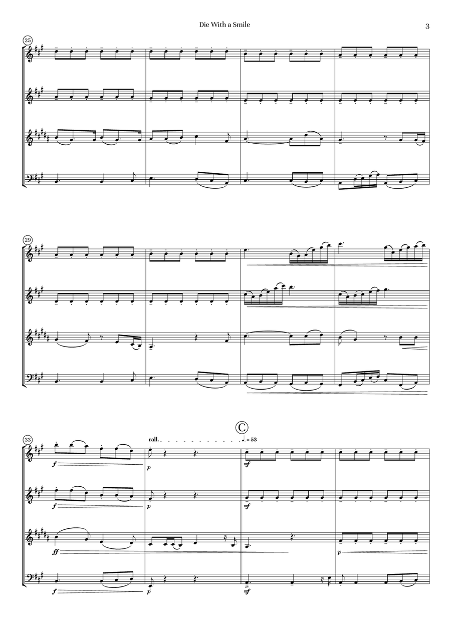 Die With A Smile - Score Only Woodwind Quartet scores gallery preview page 5