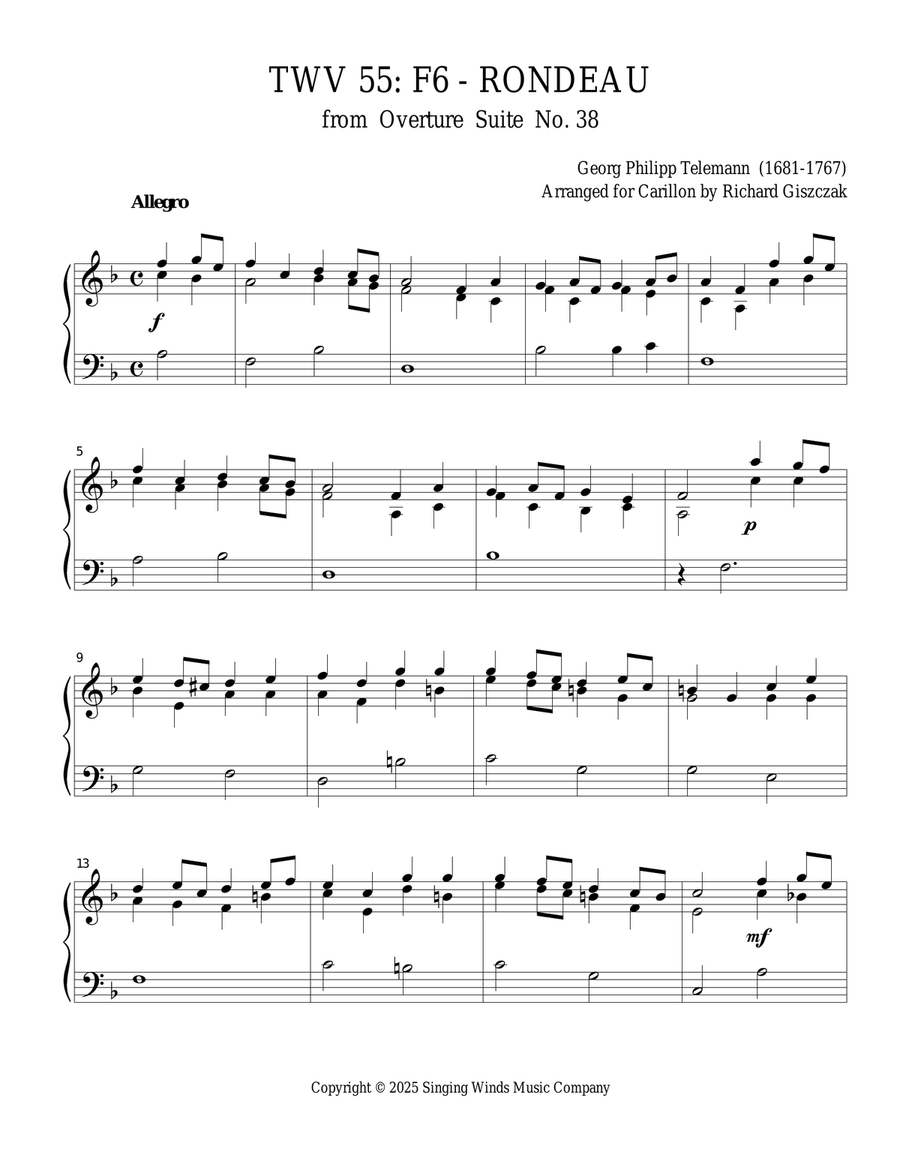 TWV 55: F6 - Rondeau (OS 38) Chamber Music scores gallery preview page 1