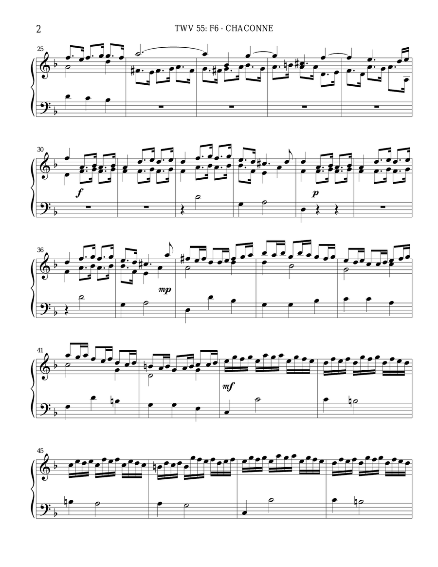 TWV 55: F6 - Chaconne (OS 38) Chamber Music scores gallery preview page 2