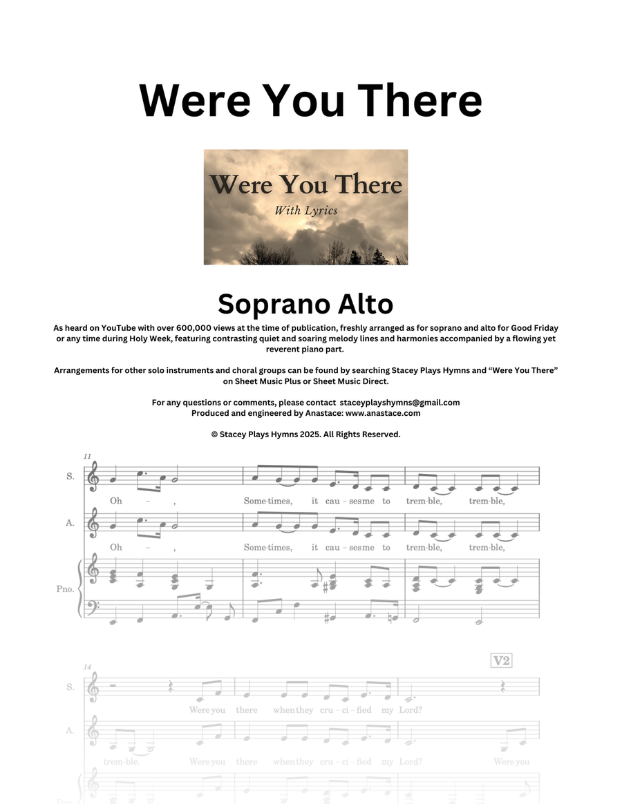 Were You There - Choral Arrangement for Good Friday (Soprano Alto) SA scores gallery preview page 1