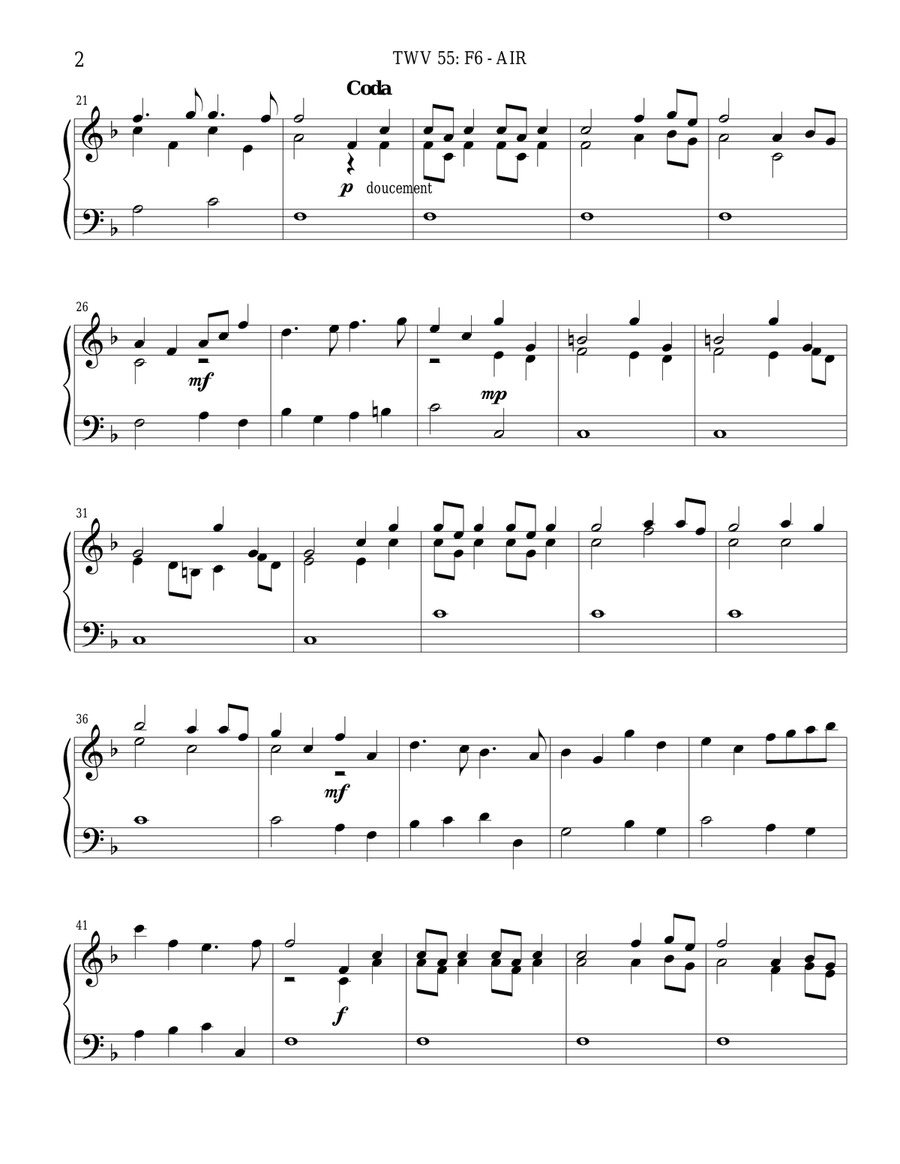 TWV 55: F6 - Air (OS 38) TWV 55: F6 - Air (OS 38) Chamber Music scores gallery preview page 2